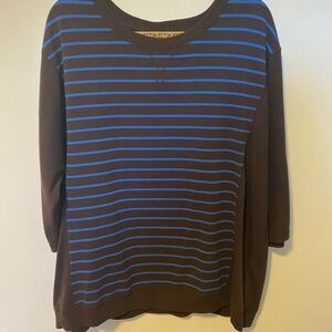 Brown and Blue Striped Top